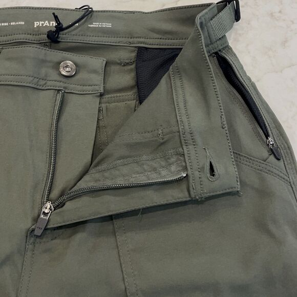 prAna NEW Stretch Zion Cargo Pant Womens 10 x33 Green Hiking High Rise Cinch Hem - Picture 7 of 16